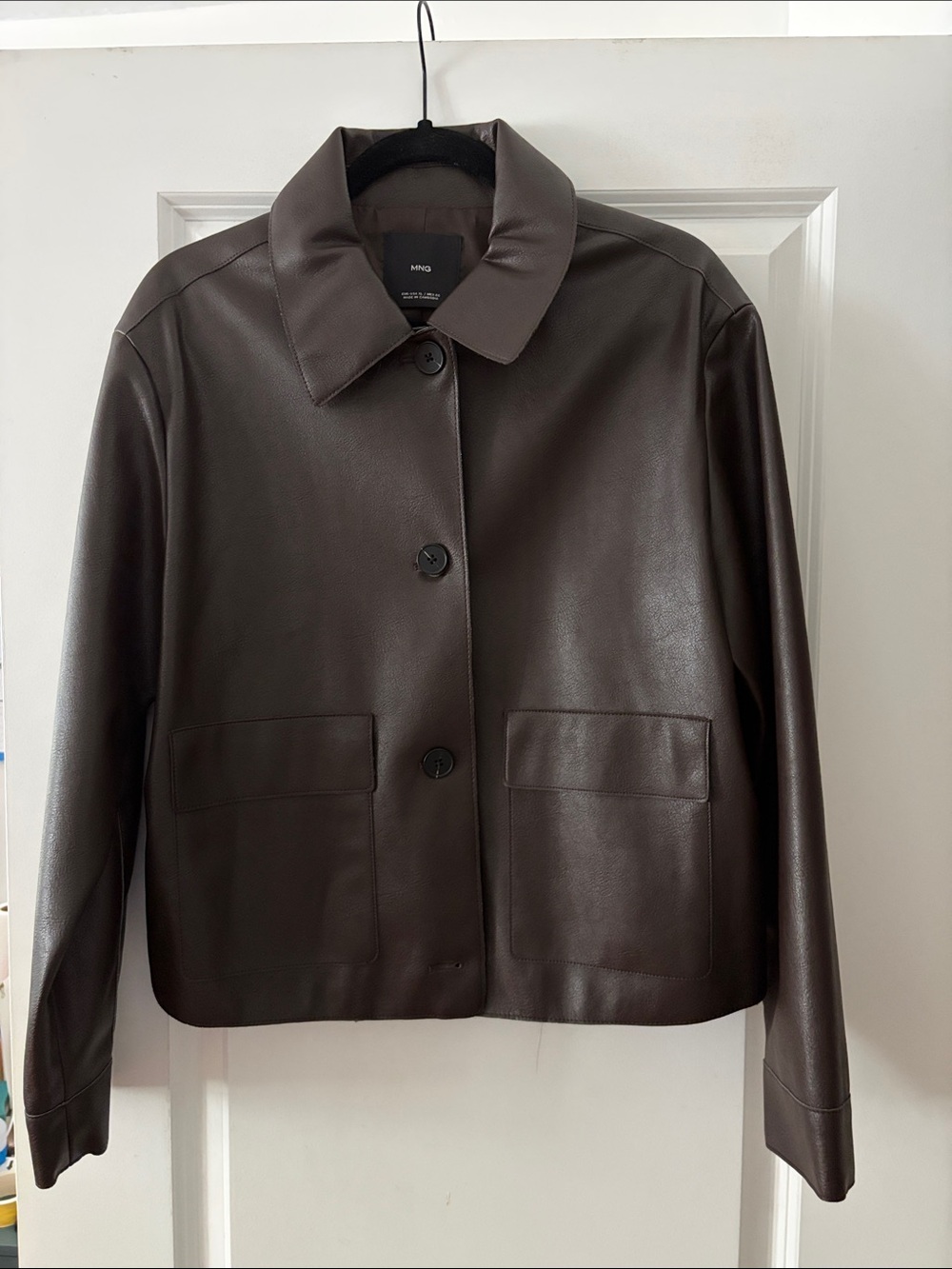 MANGO FAUX-LEATHER JACKET WITH POCKETS